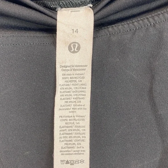Lululemon lightweight high rise tennis skirt skort size 14 black inseam 3” - Picture 2 of 13